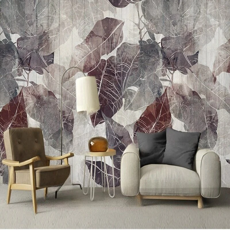 

Самоклеящиеся обои в винтажном стиле с ручной росписью в виде листьев, настенная роспись на заказ для гостиной и спальни