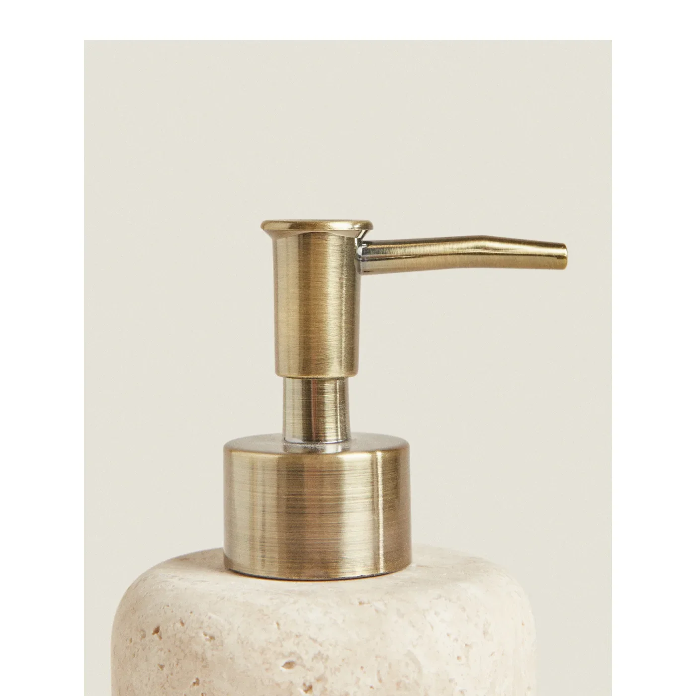 D8x18CM H Natural Yellow Travertine Marble Stone Refillable Bathroom Liquid Dispenser, Lotions Soap Container