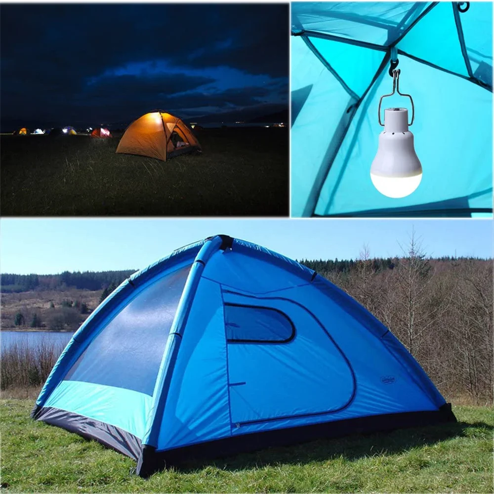 Solar Powered Lamp Portable Led Bulb Lights Rechargeable Camp Tent Night Fishing Emergency Solar Energy Panel Sunlight