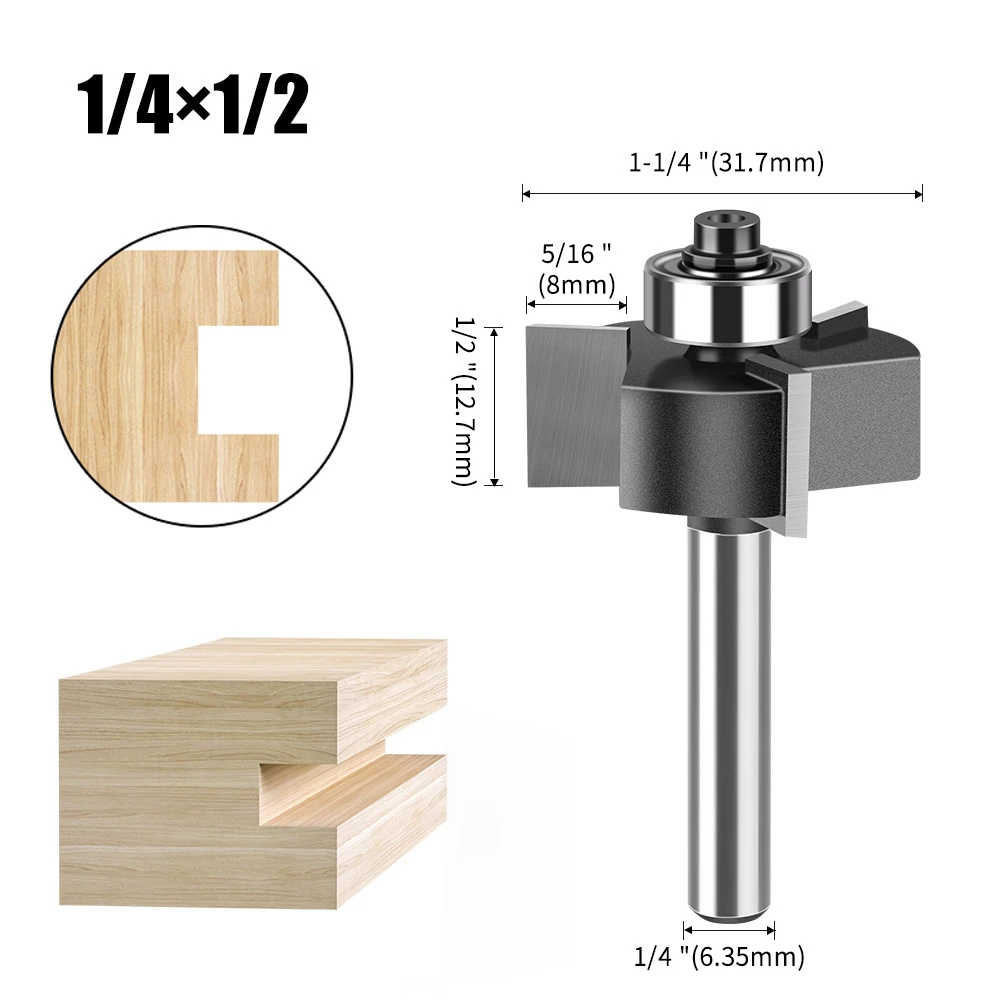 Alloy Router Bits T Type Slotting Cutter Bearing Router Bit For Precision Cutting Long Service Life Overall Carbide Handle