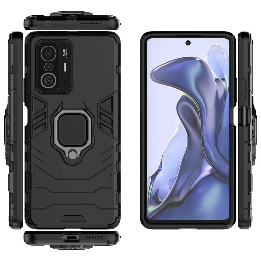 حافظة لهاتف Xiaomi Mi 11T Fusion Ring Armor لهاتف Xiaomi Mi 11T Pro غطاء حماية كامل مضاد للسقوط