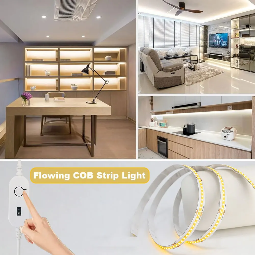 USB COB Strip Hand Sweep Flowing Light Motion Sensor Effect Strip USB Powered Flex Strip for Bedroom Wall Cabinet Wardrobes