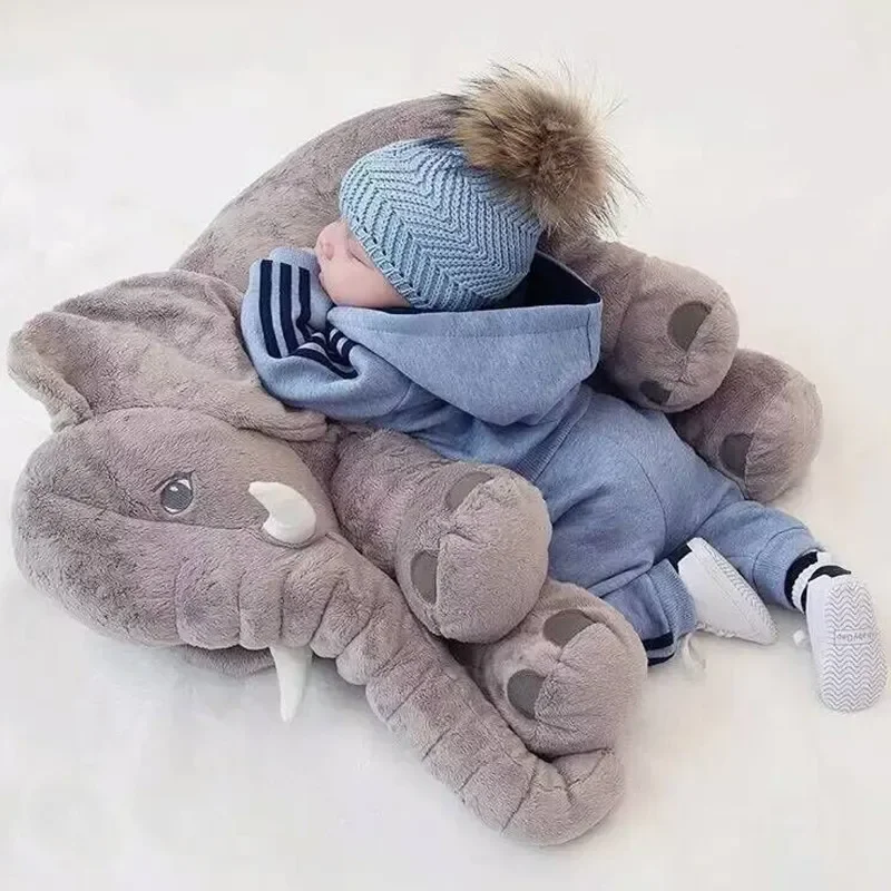 Baby Soft Plush 60CM Elephant Sleep Pillow Calm Doll Toys Sleep Bed Lumbar Seat Cushion Kids Portable Bedroom Bedding Stuffed