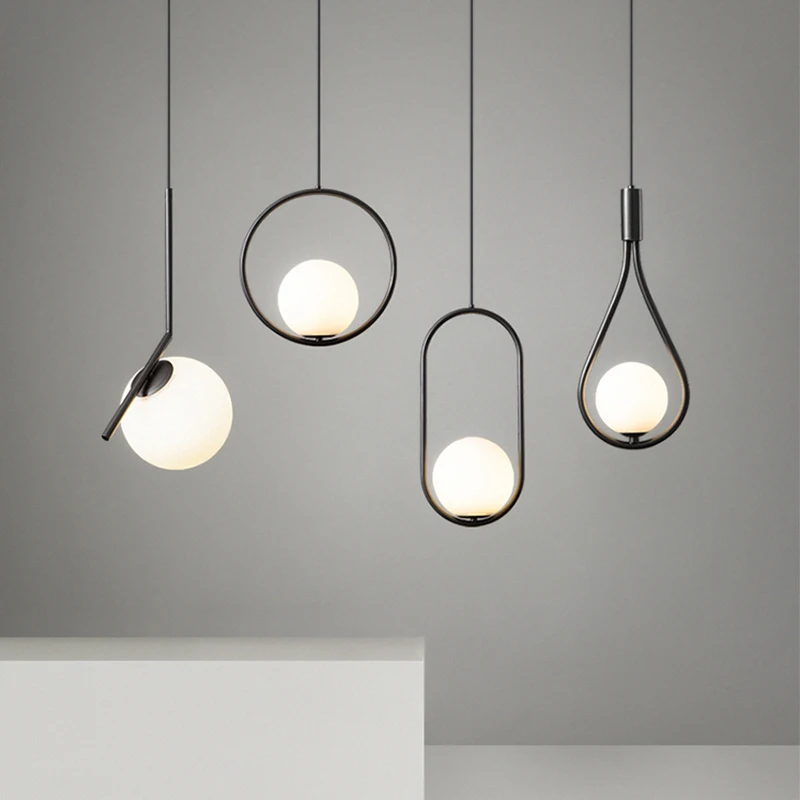 

Bedside chandelier master bedroom modern simple light luxury Nordic black long-line restaurant Internet celebrity background