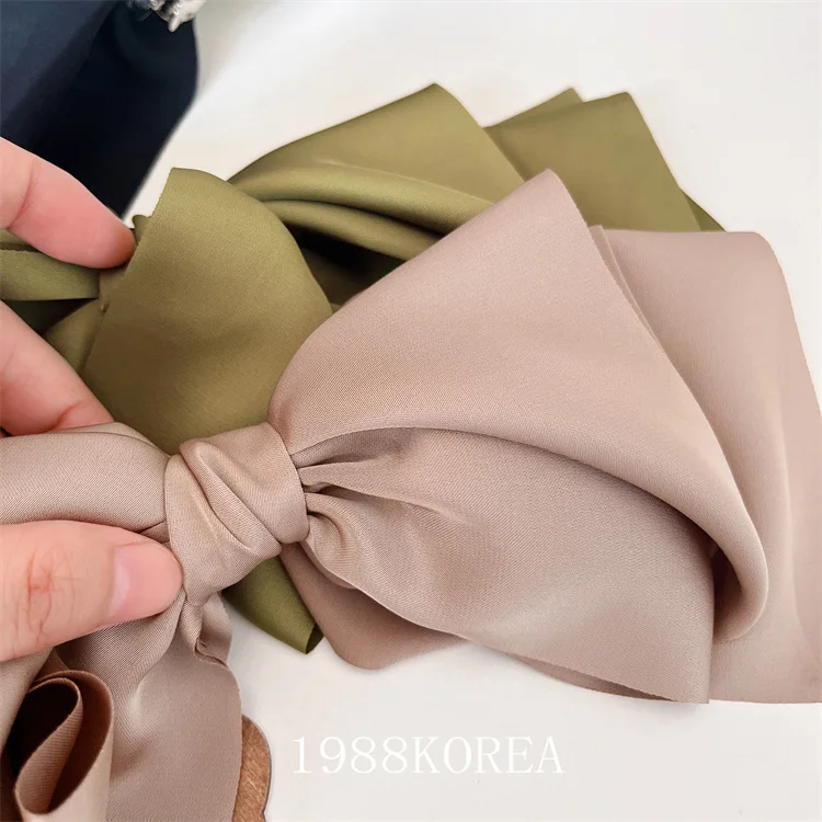 Korean Women Hair Clips Satin Multi-layer Barrette Bow Sagging Hairpins Large Elegant Vintage Overhead Clip Hair Accessories