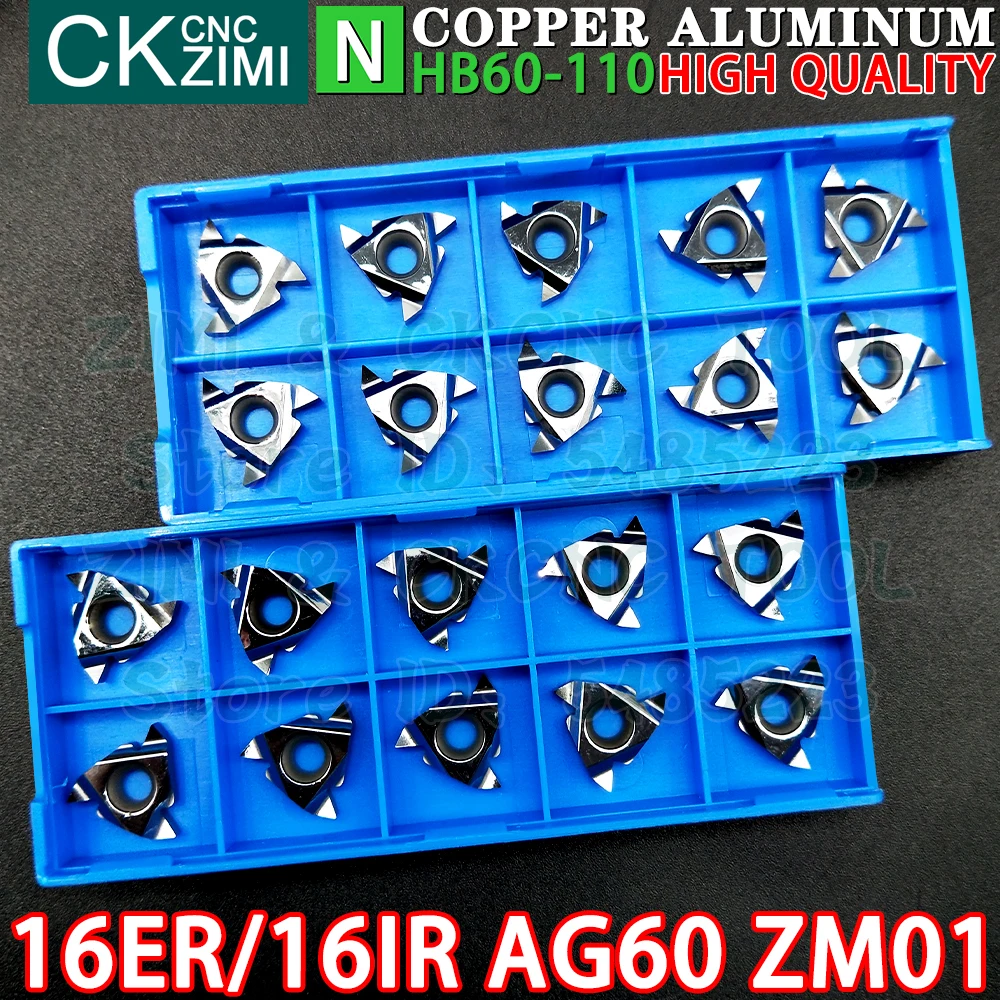 16ER AG60 16IR AG60 ZM01 Carbide Inserts Internal External Thread Aluminum Threaded Inserts CNC Metal Lathe Turning Cutter Tools