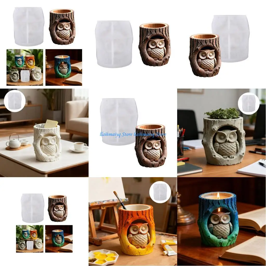 

573B Owl Flower Planter Silicone Molds Excellent for Resin Art and Home Deck