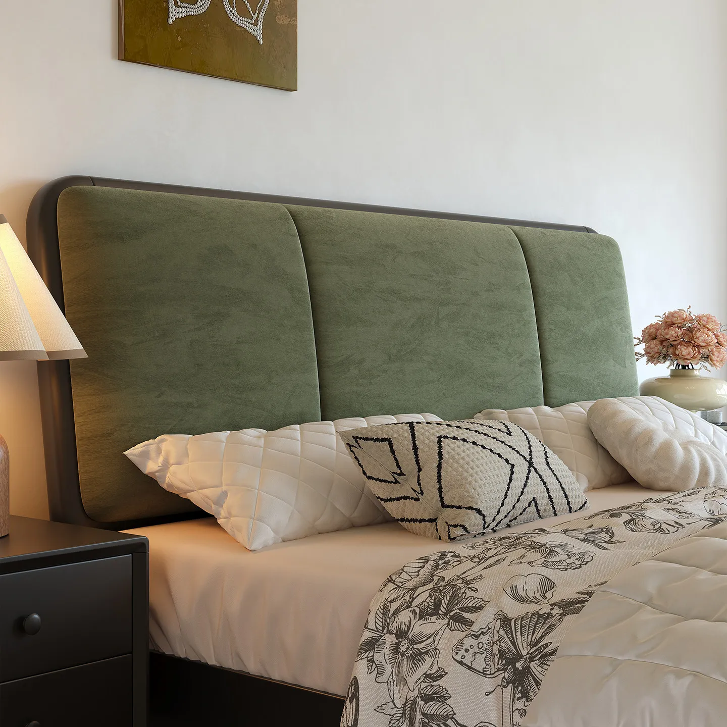 LH simple single storage bed flannel soft by small apartment flush edge bed bedroom furniture