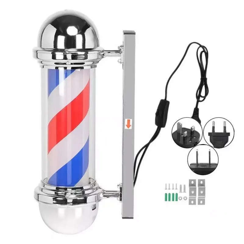 Luz giratoria impermeable para poste de barbero, lámpara de pared de ahorro de energía de 32/40CM, estilo Retro para interior y exterior