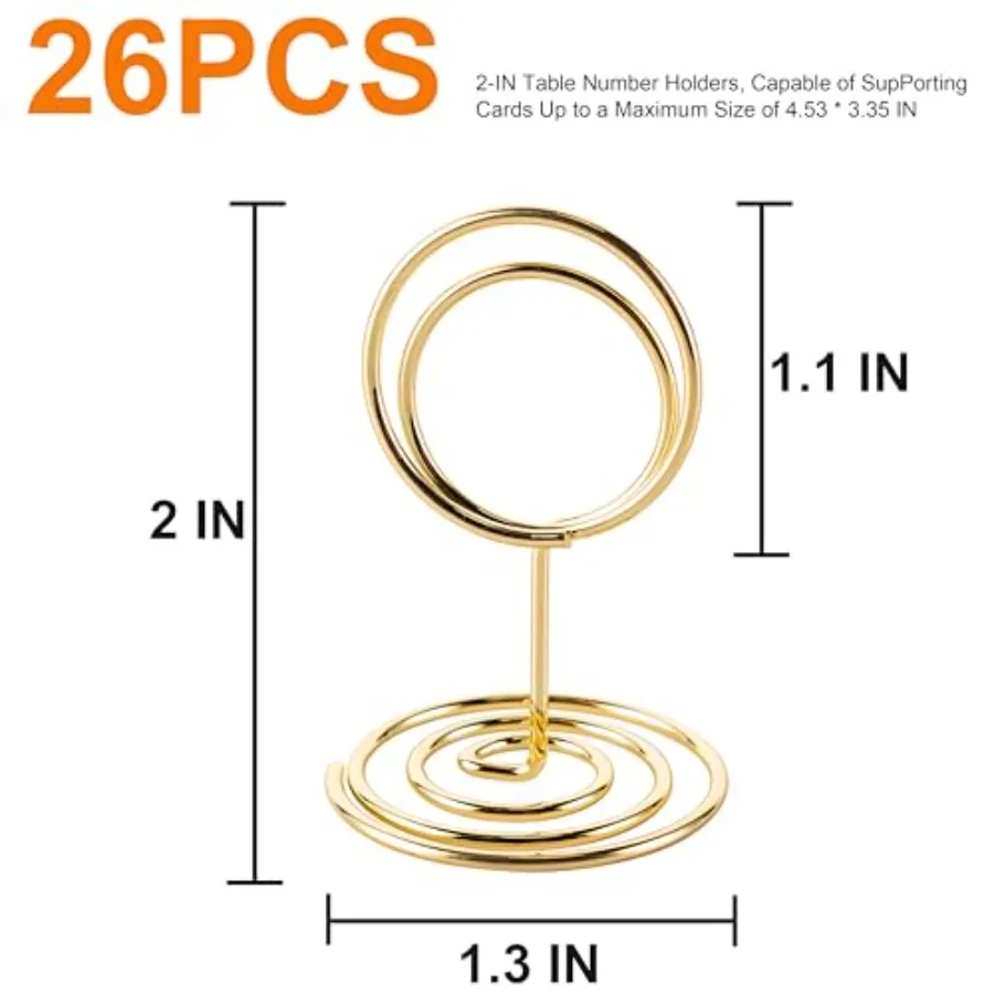 26Pcs Table Number Holders, Place Card Holder, Wire Picture Holder, Size Table Card Holders, Photo Holder for Centerpieces, Wed