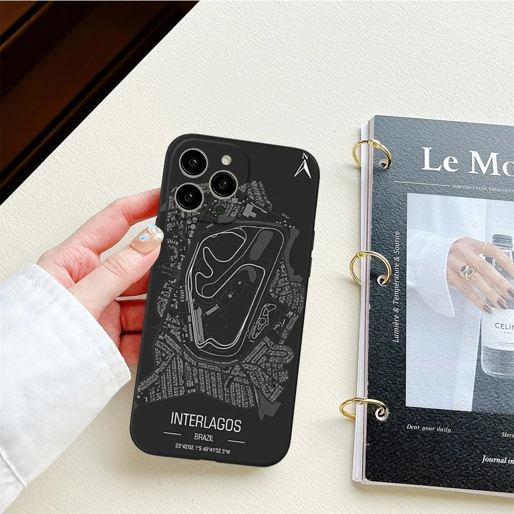 Formula 1 Racing Circuit Phone Case FOR IPhone 15 14 11 12 Pro 8 7 15 Plus 13 Pro MAX XR XS MINI SE 2020 Black Covers