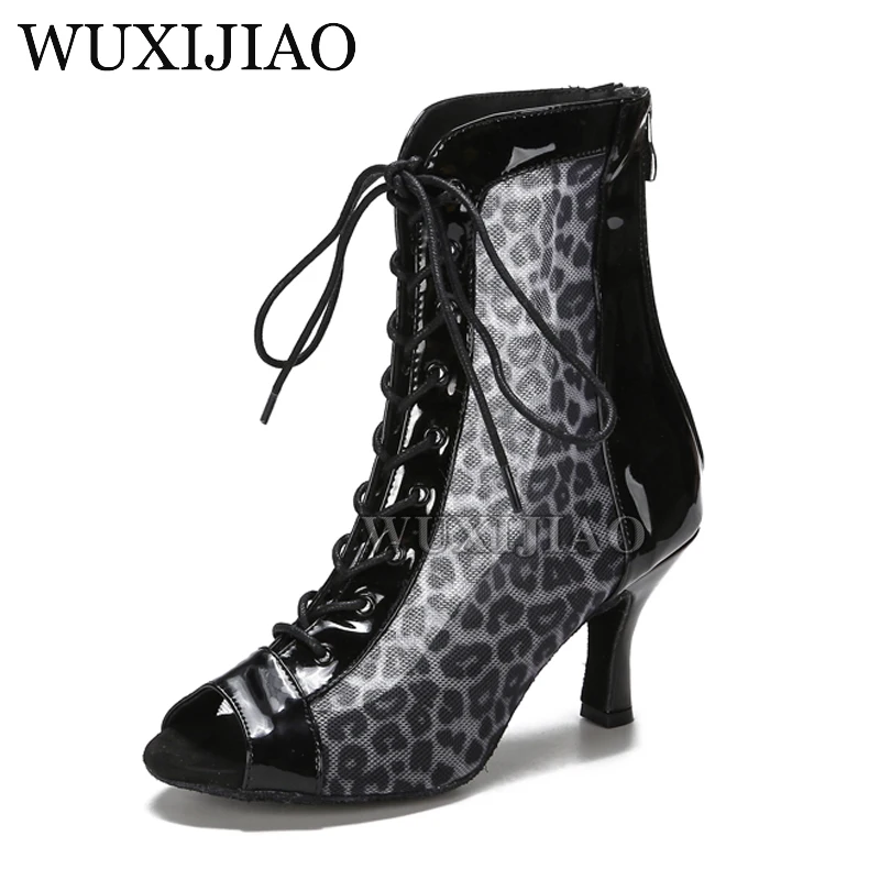 

Sexy mesh lace high top dance boots Jazz dance shoes Women's high heels indoor Latin dance shoes Social dance salsa