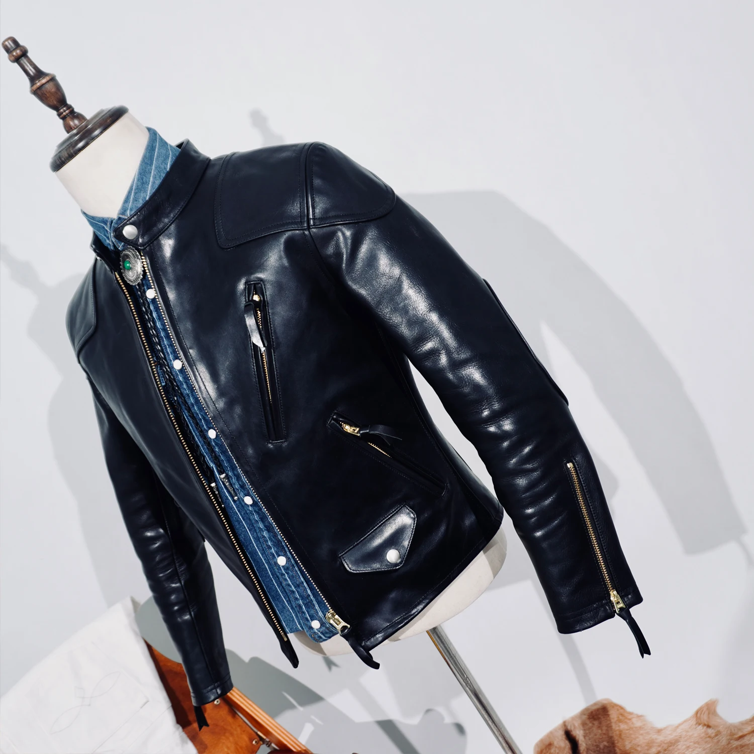 

2025 New 1.6MM Thickness Italian Venom Horse Leather Jacket Stand-up Collar Short Locomotive Men's Genuine Leather Jacket