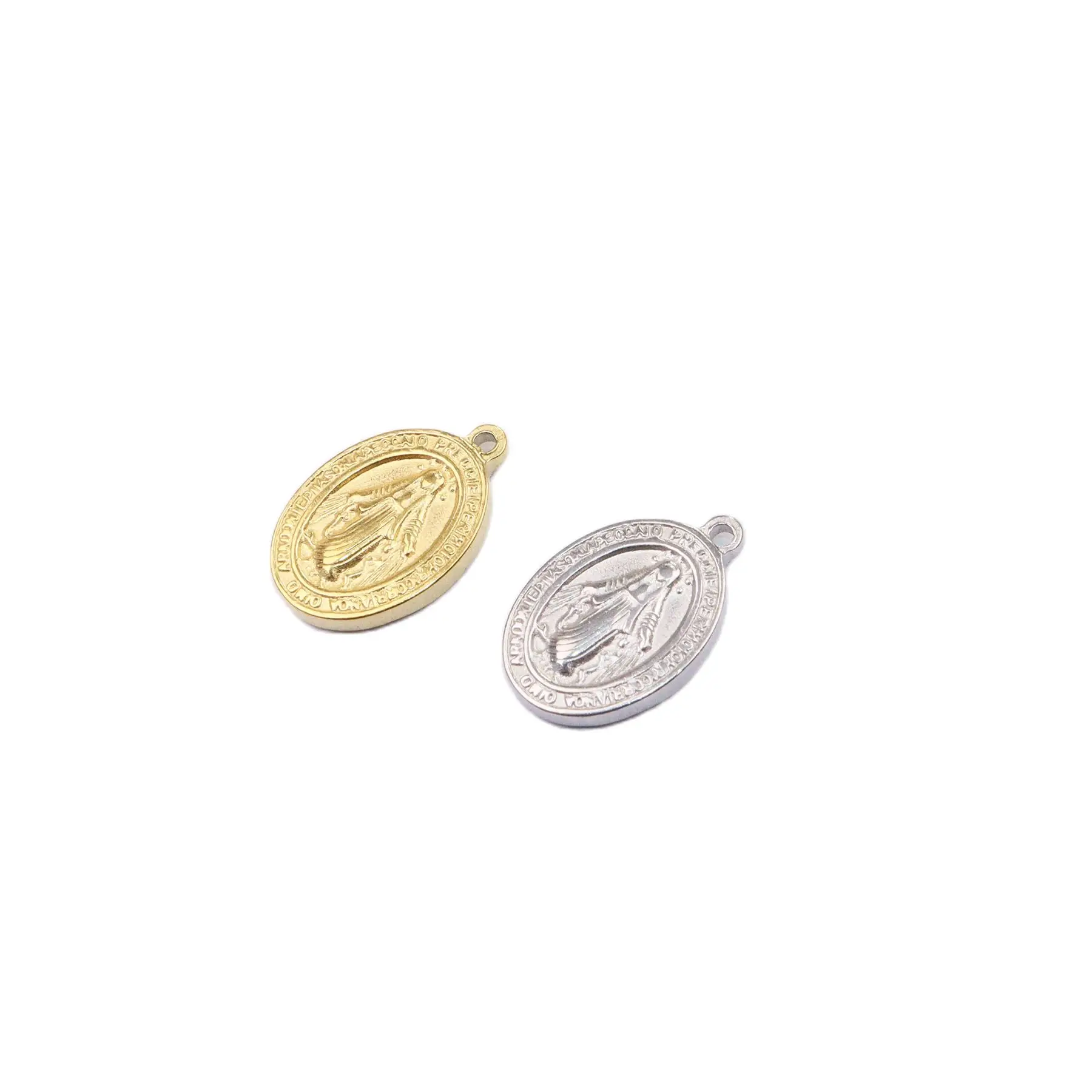 5pcs 316LStainless Steel High Quality Jesus Coin Anti Allergic Women Girl Charms Pendant DIY Jewelry Necklace Earrings Unfading