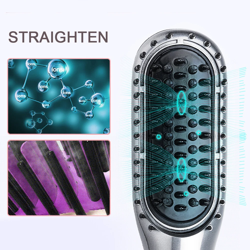 Electric Hair Dryer Comb Straightener Dual-purpose Hot Air Brush Ceramic Anti-ironing Blower Multi-function  Styling Tools