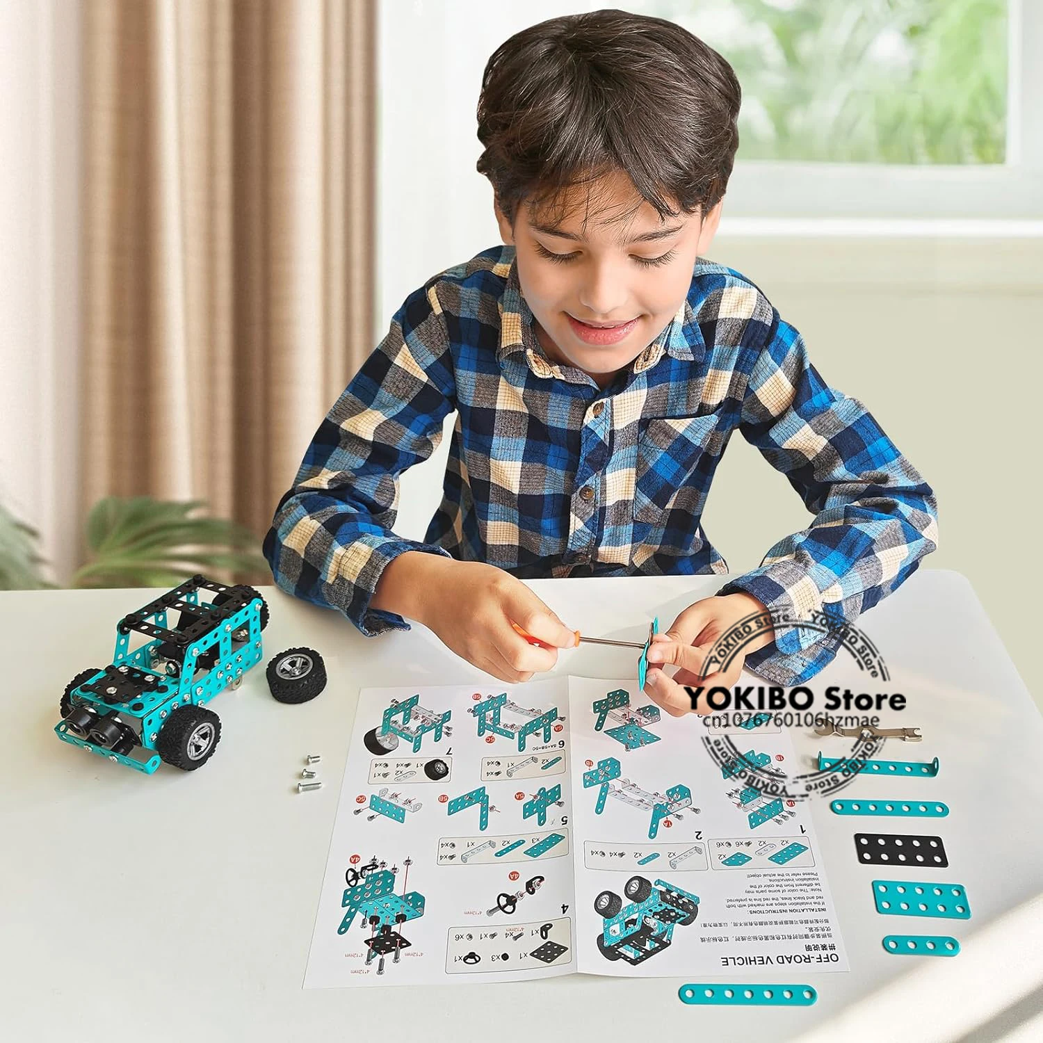 Building Sets Stem Assembly Metal 3-D Puzzle Off-Road Model Car Building Kit Construction Set Toys Parent-Child Interaction Toys