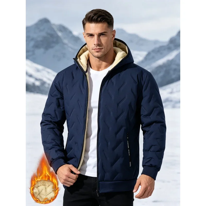 Men's Winter Fleece Lined Hooded Jackets Cold Proof Clothes Male Outerwear Hoodie Golf Menswear Clothing Mens Winter Puffer Coat