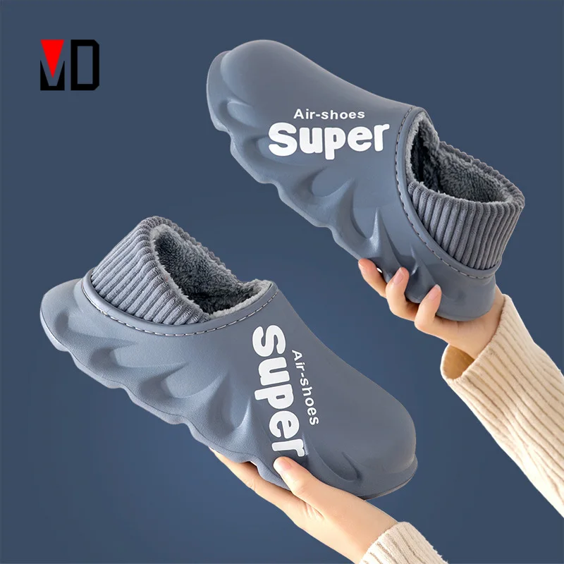 2024 New Winter Slippers Warm Men Shoes Waterproof Women Couples Non-Slip Plush Cotton Indoor Outdoor Kids Home Autumn Children