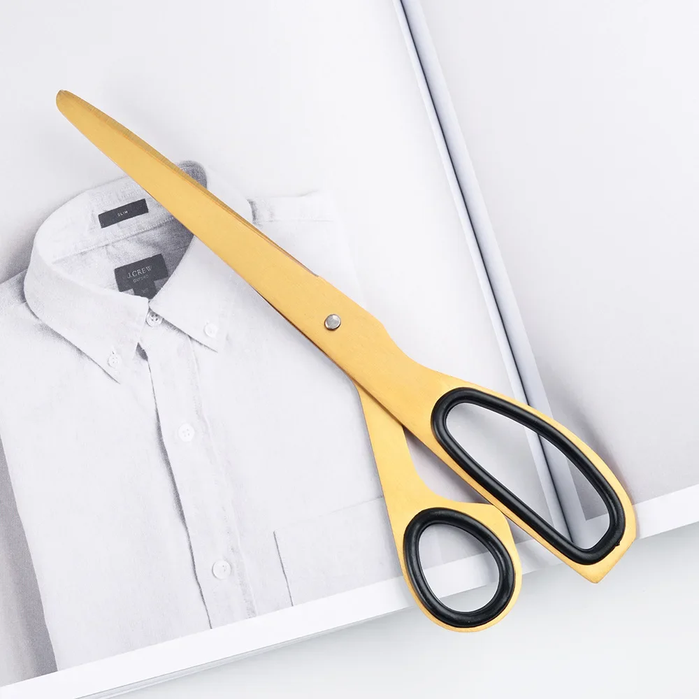 Stainless Steel Nordic Asymmetric Scissors Simple Gold Scissors Office Kitchen Household Tailor Scissors Sewing Supplies