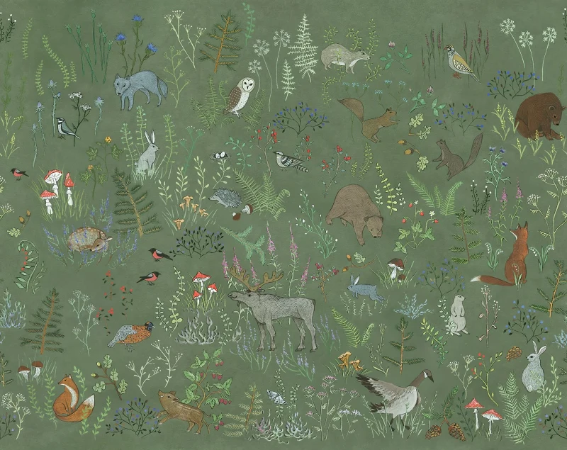 Benutzerdefinierte Tier floral amerikanische Tapete für Kinderzimmer Nordic Jungen und Mädchen Schlafzimmer warme Milu Hirsch Tapete Wandtuch