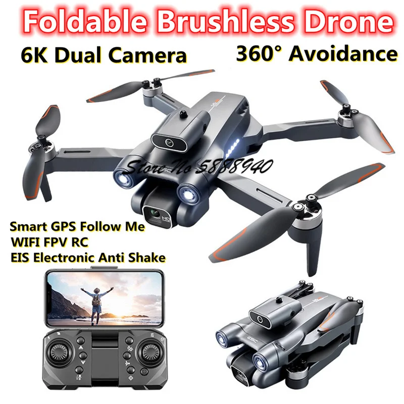 6K Optical Flow Brushless Folding Remote Control Drone WIFI FPV 360° Avoidance Outdoor Aerial Dual ESC Camera RC Quadcopter Dron