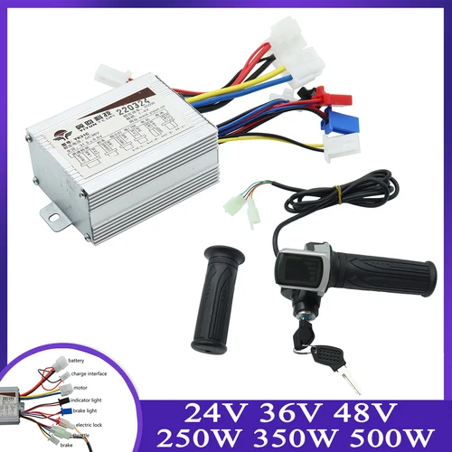 Controlador cepillado para bicicleta, Kit de agarre del acelerador, 24V, 36V, 48V, 250W, 350W, 500W, juego de reequipamiento para controlador de bicicleta eléctrica
