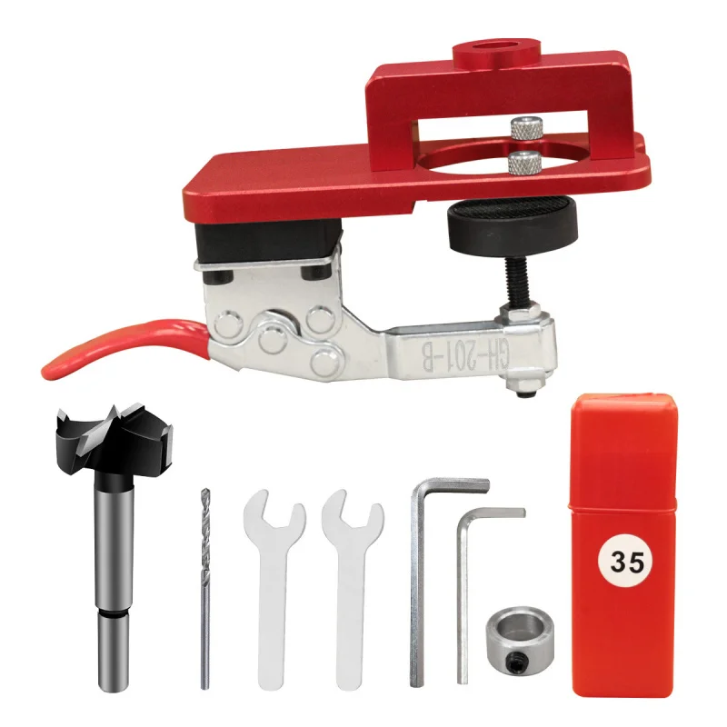 35mm Concealed Hinge Jig Drilling Guide Locator, Adjustable Locking Cabinet  Hole Locator Drilling Holes Tools