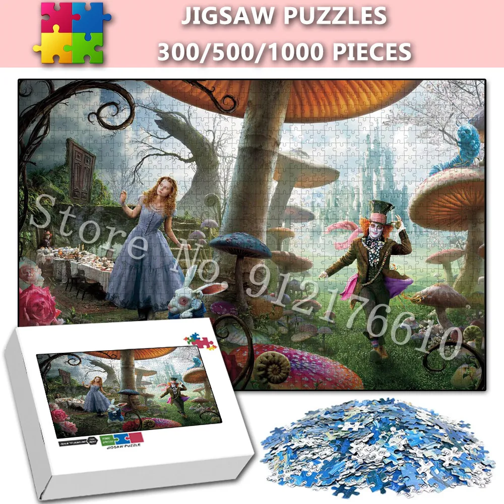 

Alice In Wonderland Jigsaw Puzzle Disney Princess Cartoon Movies Family Game Decompress Educational Print Puzzle for Adult Gifts