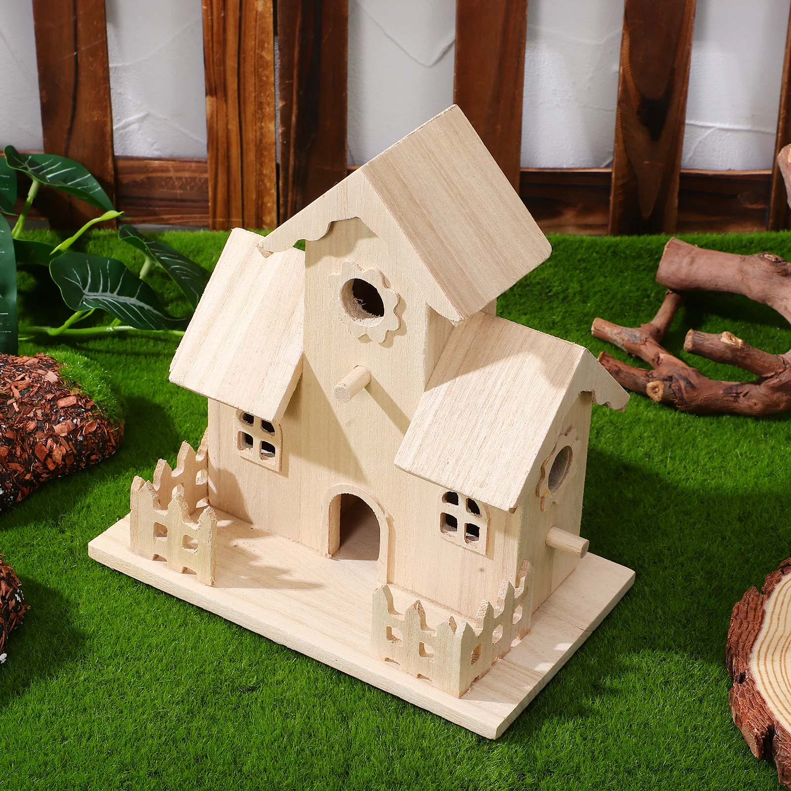 

Wooden Bird for Small Birds Pet Sleeping Nest Natural Wood Birdhouse Hanging Decor Suitable Home Garden Office Decoration