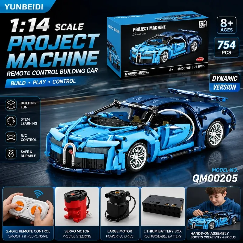 1:14 Building Blocks Racing Car Model Static Display&Dynamic RC Technical Assembly Car Adult Collecting Kid's Toy Festival Gifts