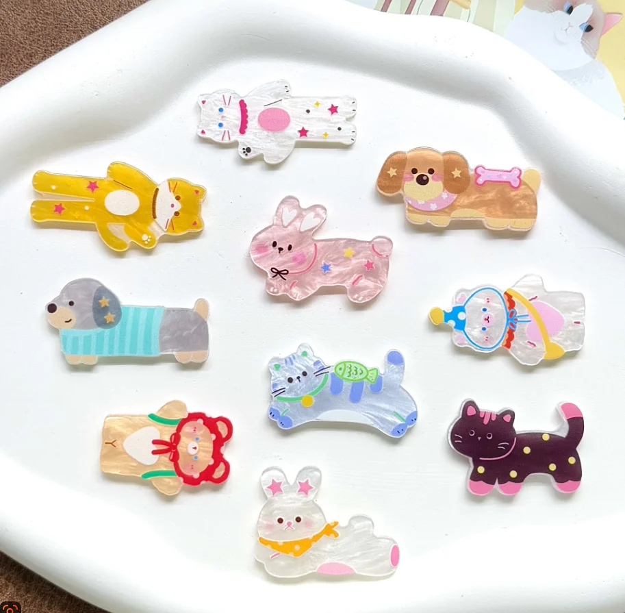 Cute Cartoon Acrylic Animal Pattern Phone Case Stickers DIY Cream Glue Small Accessories Water Design