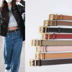New Lychee Patterned Top Layer Cowhide Leather Women's Belt Minimalist Fashion Belt Jeans Casual Pants Decorative Belt