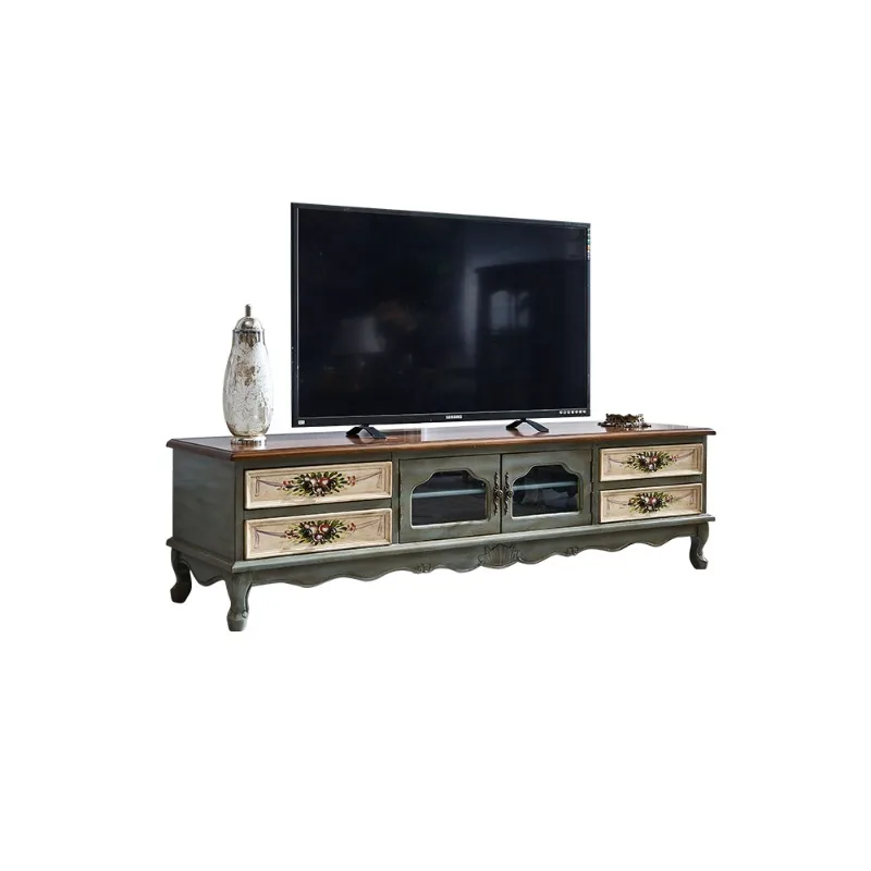 American style TV cabinet, solid wood coffee table, master bedroom, floor to ceiling storage, simple living room furniture