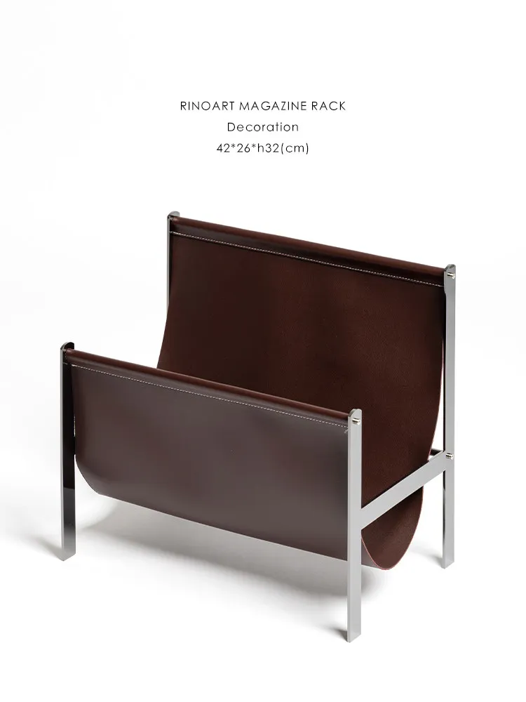 Vintage ebony leather magazine rack bookshelf bedside shelf pillow storage rack