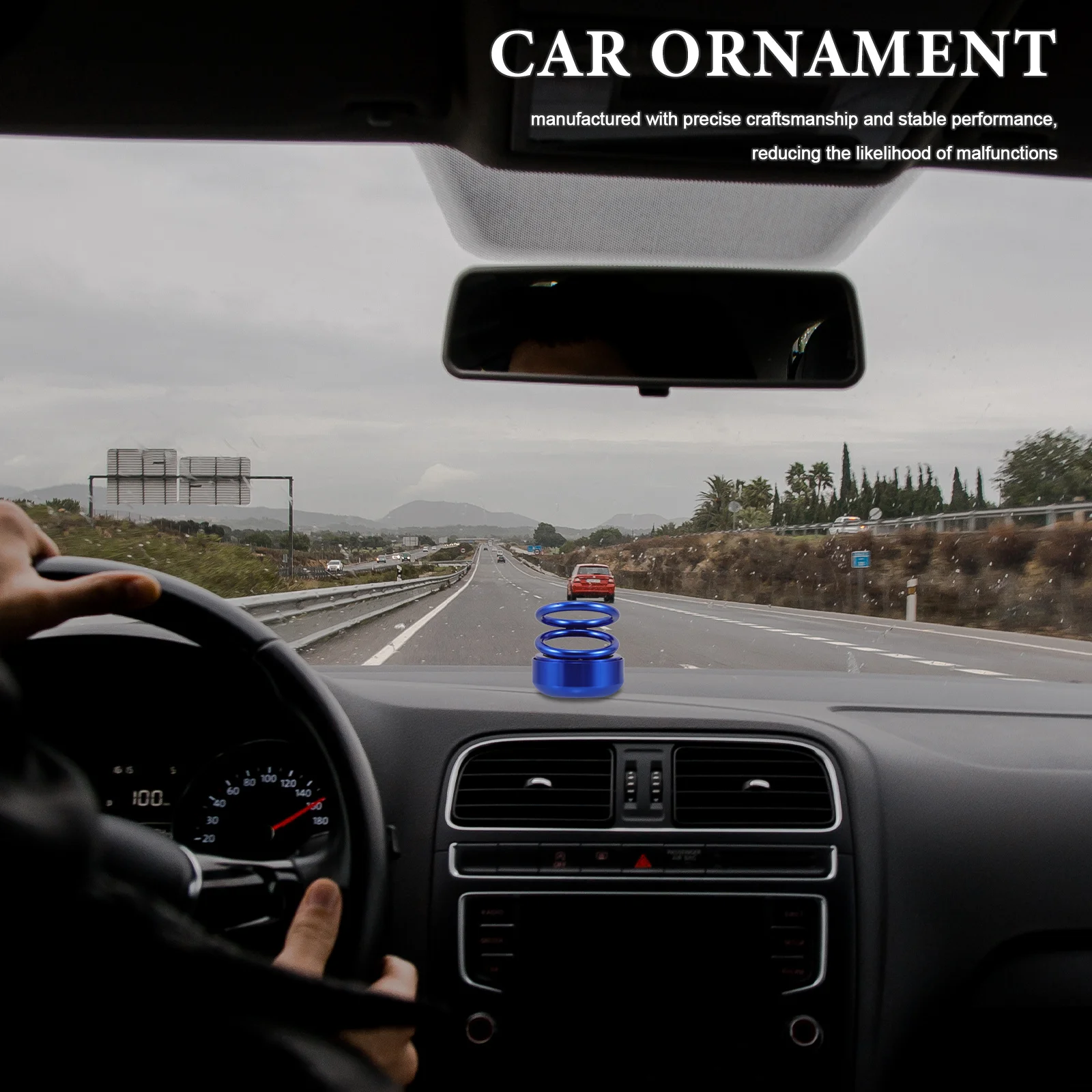 

Solar Powered Car Aromatherapy Ornament Double Ring Rotation Suspend Freshener Interior Decoration Fashion Accessory