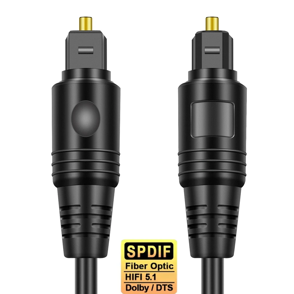 Cabo de Áudio Digital de Fibra Óptica Toslink HIFI 5.1 SPDIF Coaxial para Amplificadores, Subwoofer, TV Box, PS4, 360, Soundbar e Caixas de Som