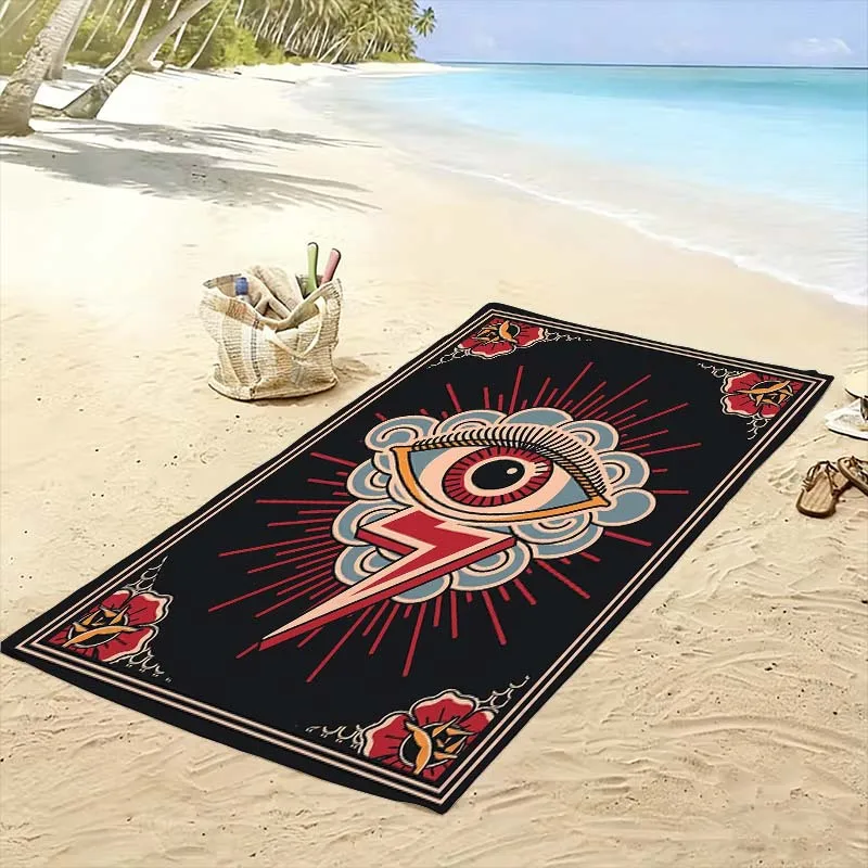 Boho Eye Lightning Beach Towel Large 80x160cm Pool Mat Summer Resort Trendy Bohemian Spiritual Throw