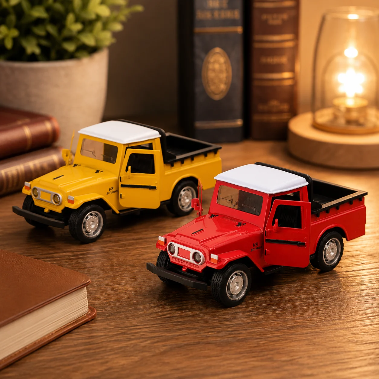 (Corrugated Box) 1/36 Scale, Vintage Off-Road Pickup Truck Style Tabletop Decoration, Home Decoration, Metal Casting, the Best G