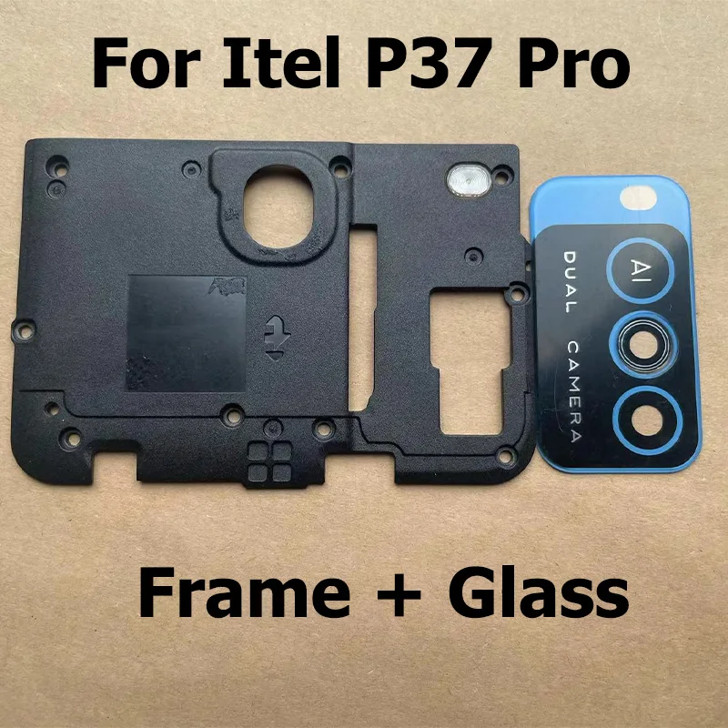 For Itel P37 Pro Back Camera Glass Lens Rear Camera Glass With Frame Adhesive Sticker Glue