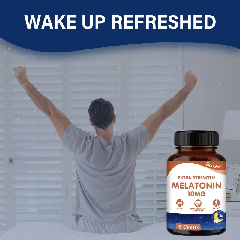 Sleep Melatonin 10 Mg Capsules, Adult Nighttime Sleep Supplement, Helps You Fall Asleep Faster and Deeper, Vegetarian