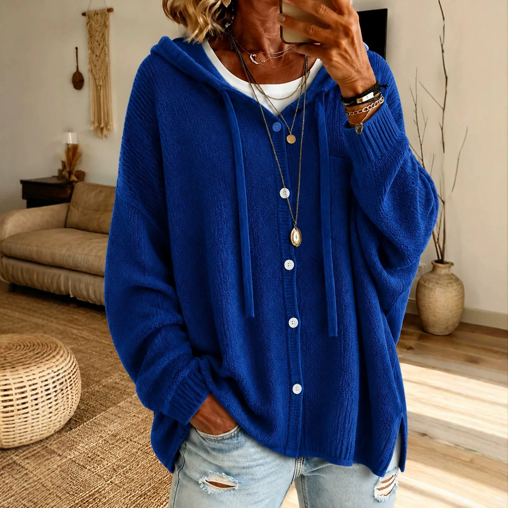 Knit Sweaters Women Button Hoodies Cardigan Solid Thick Warm Jumpers Basis Long Sleeve Casual Sweater Elegant Autumn Winter
