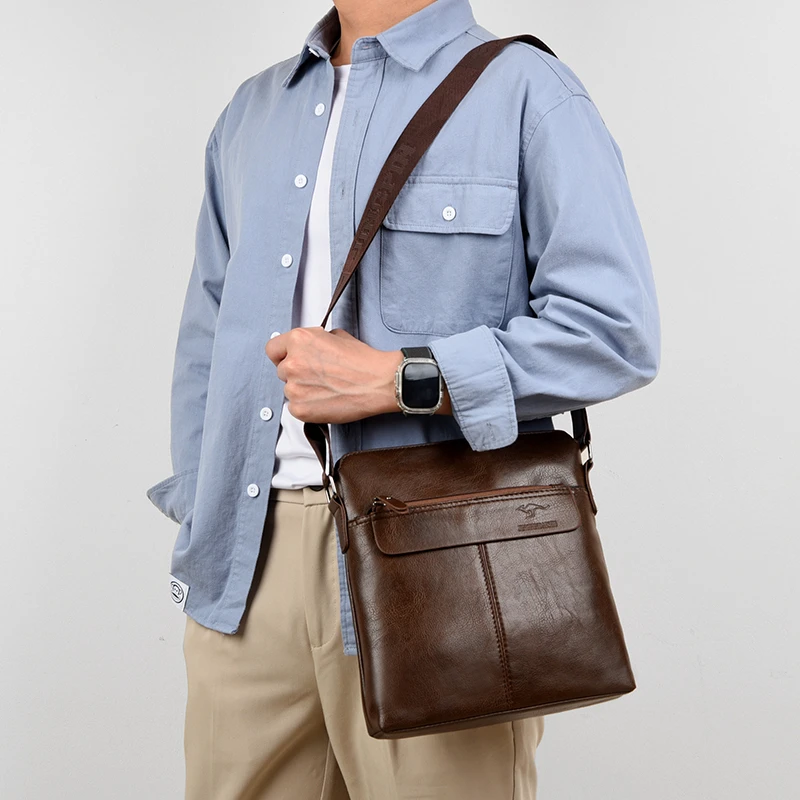 Business-Casual-Rucksack für Herren, Umhängetasche aus PU-Leder mit mehreren Fächern und großem Fassungsvermögen – Detail 1