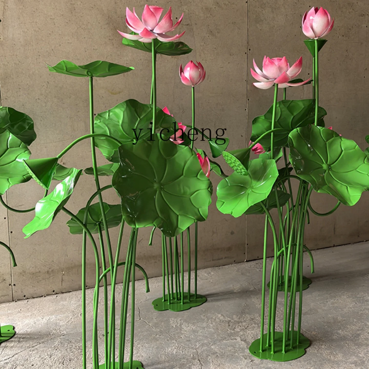 

DS Iron Art Colorful Lotus Leaf Ornament Outdoor Pond Water Feature Decoration Courtyard Landscape