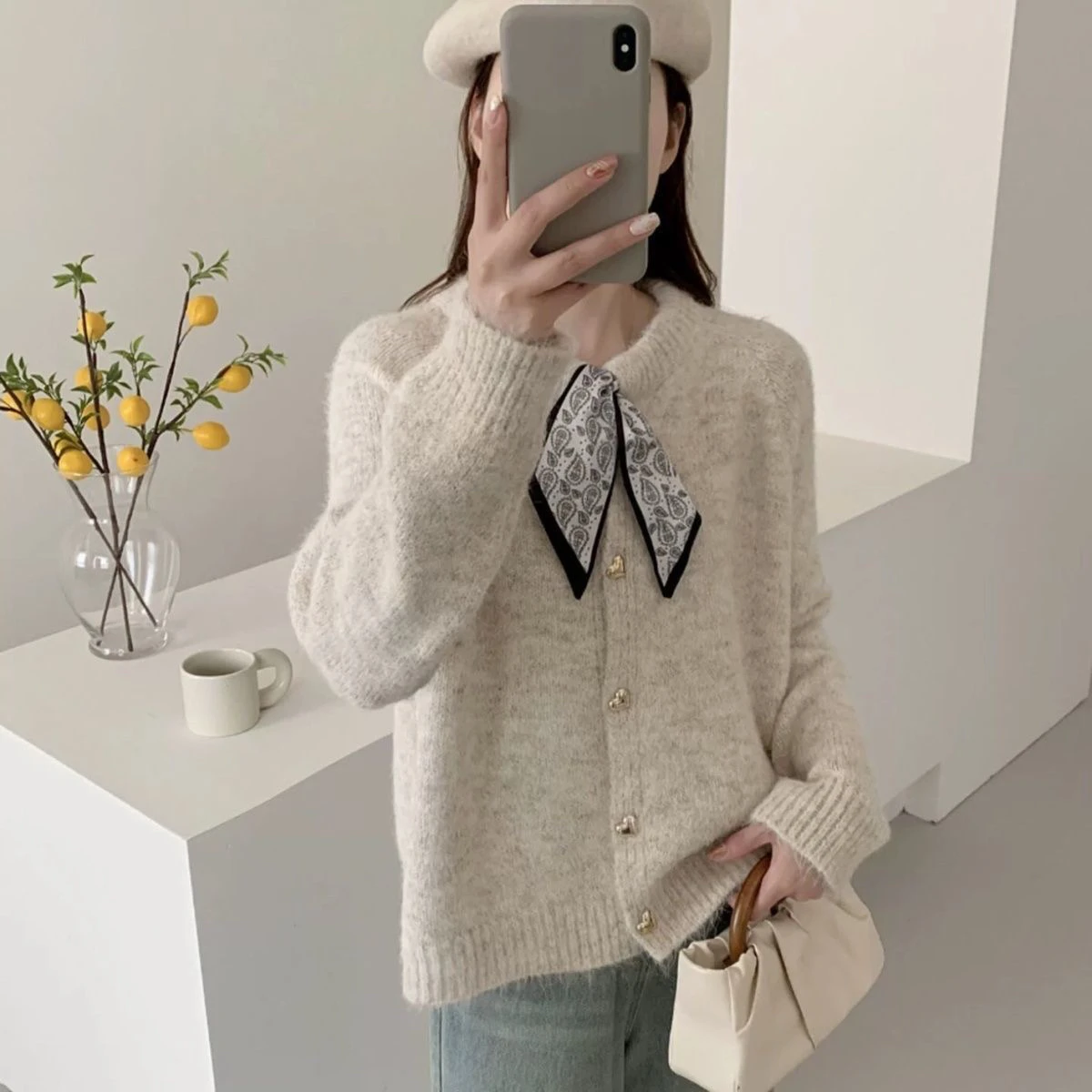 كارديجان نسائي محبوك من الدانتيل مع حزام، تصميم فضفاض دافئ للخريف والشتاء، ملابس خارجية عصرية غير رسمية، موديل 2025 جديد