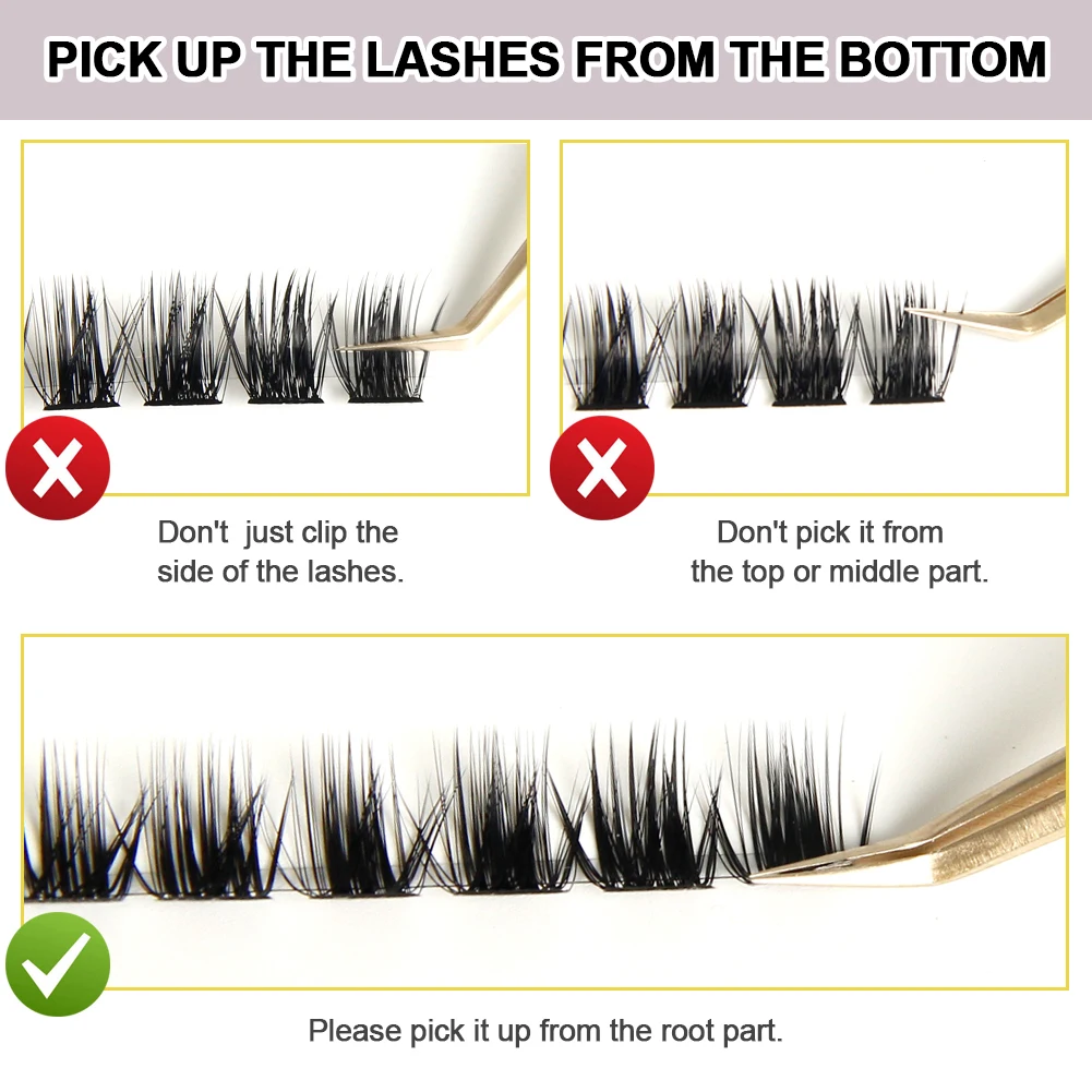 Cluster Wimpers 144 stks 50D Wimpers DIY Wimperverlenging D Krul Lange Individuele Wimpers Gemengde Clusters Extensions Zwart