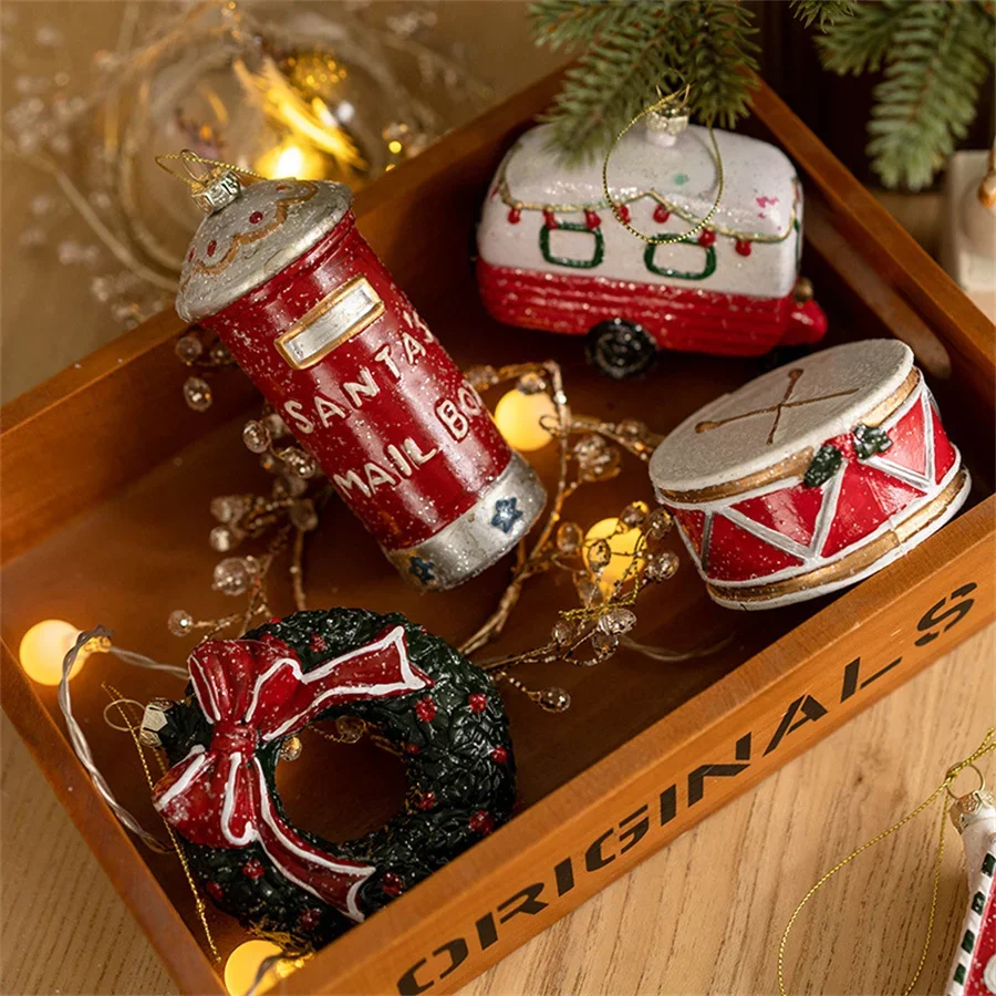 Natal criativo árvore de natal enforcamentos bolas decorações ano novo decoração para casa carro tambor árvore 한
