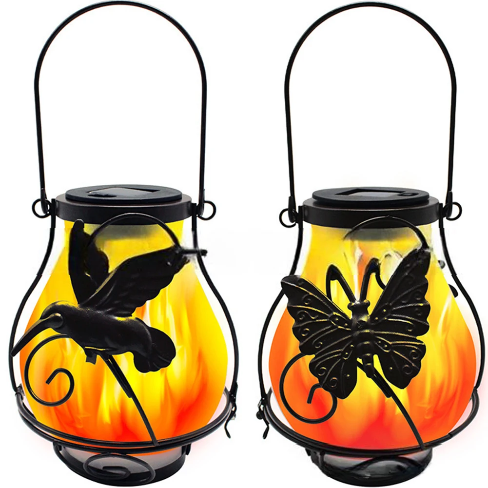 Solar Lights Outdoor Garden Waterproof Hanging Solar Lantern With Flickering Flame For Outside Patio Porch Yard Decorations