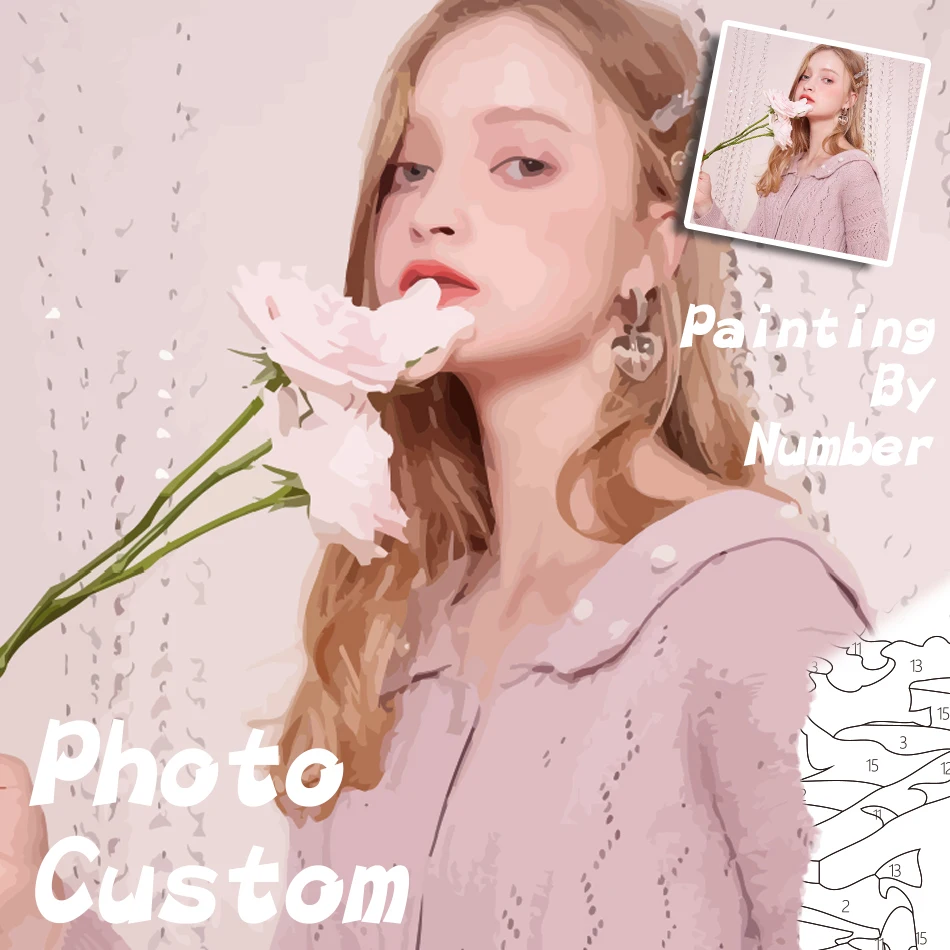 

24/36/48Color Photo Custom Painting By Numbers Coloring By Numbers Wall Art For Adult Kits Portrait Family Canvas Art DIY Crafts