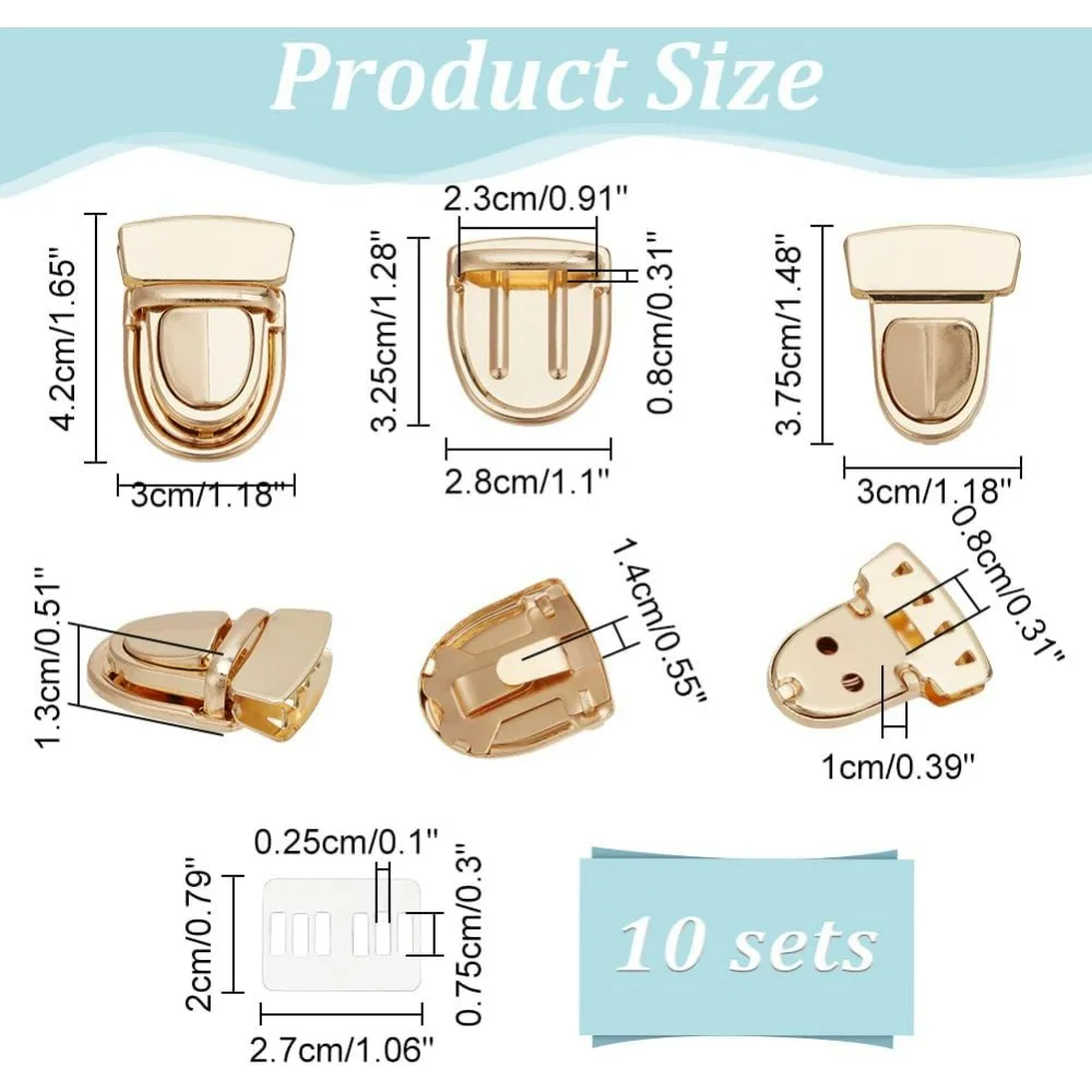 10 مجموعات الثنية قفل المشبك الصيد ضوء محفظة الإبهام أقفال المعادن الصحافة قفل مشبك بطة اللسان قفل السحابات DIY بها بنفسك الحرفية #2