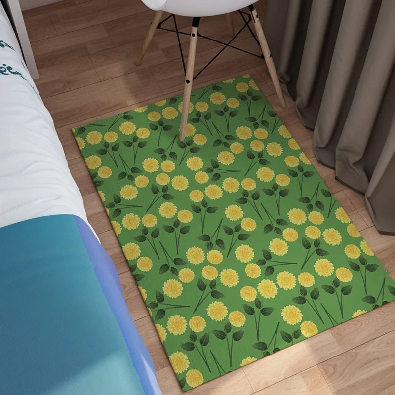 Reese Velvet Fleece Flower Living Room Carpet Bedroom Decoration Rug Yellow Dahlias Bring Great Luck Veranda Floor Sofa Yoga Mat